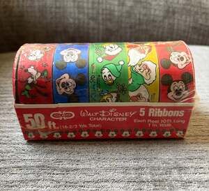 NIB Vintage Cleo 5 Disney Character Ribbons 50ft Mickey Donald Snow White